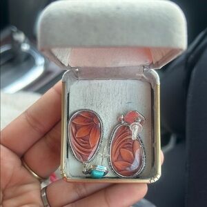 Brown and Silver Earrings